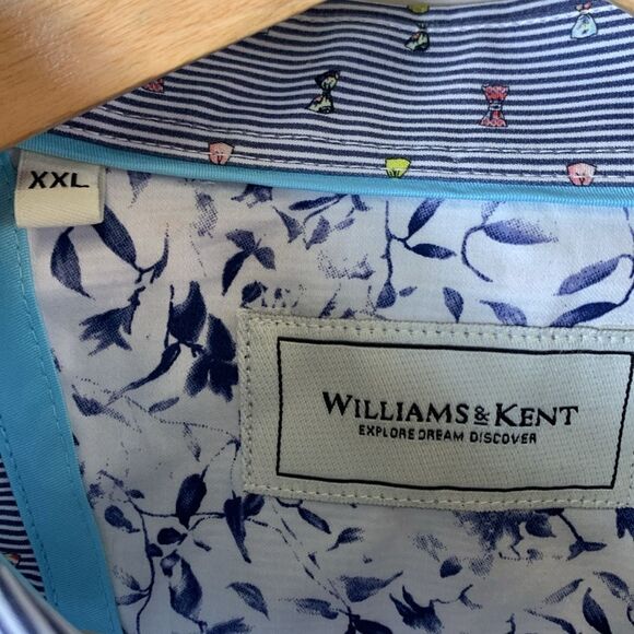 Luchiano Visconti Navy White Striped Multicolor Bow-Tie Print Dress Shirt XXL - Picture 3 of 15